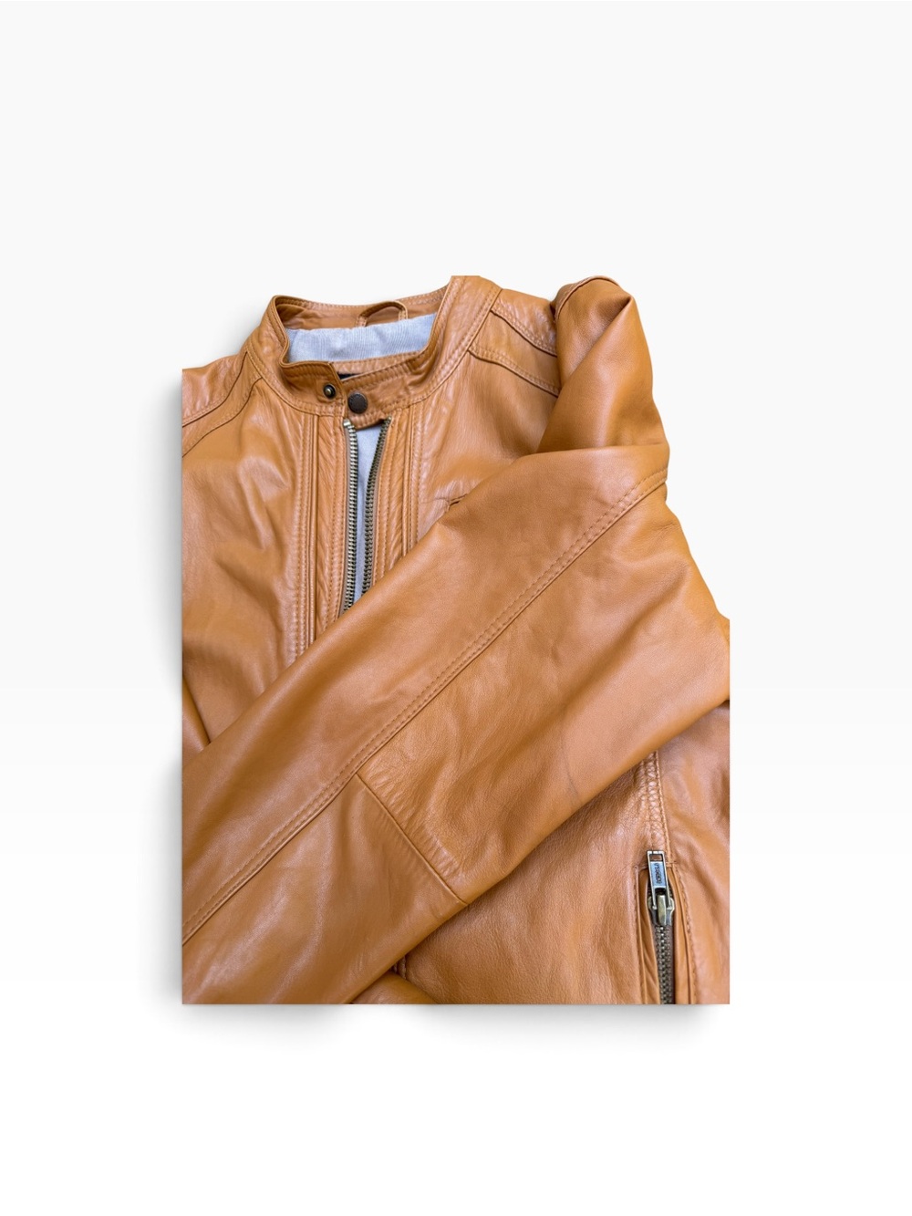 Vintage Wilsons Leather Men’s L Cognac Leather Moto Racer Jacket - Picture 10 of 15